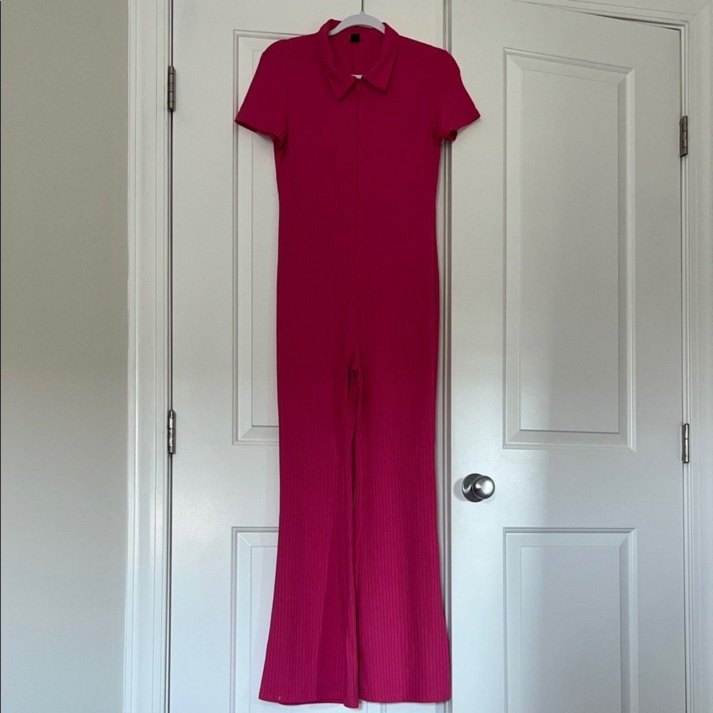 Pink One-Piece Wide-Leg Jumpsuit